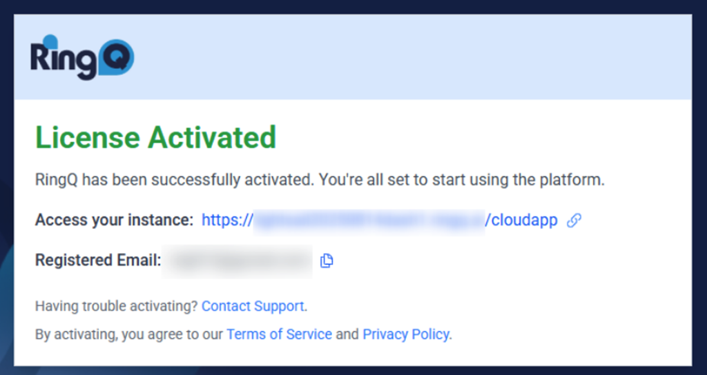 License activation successful